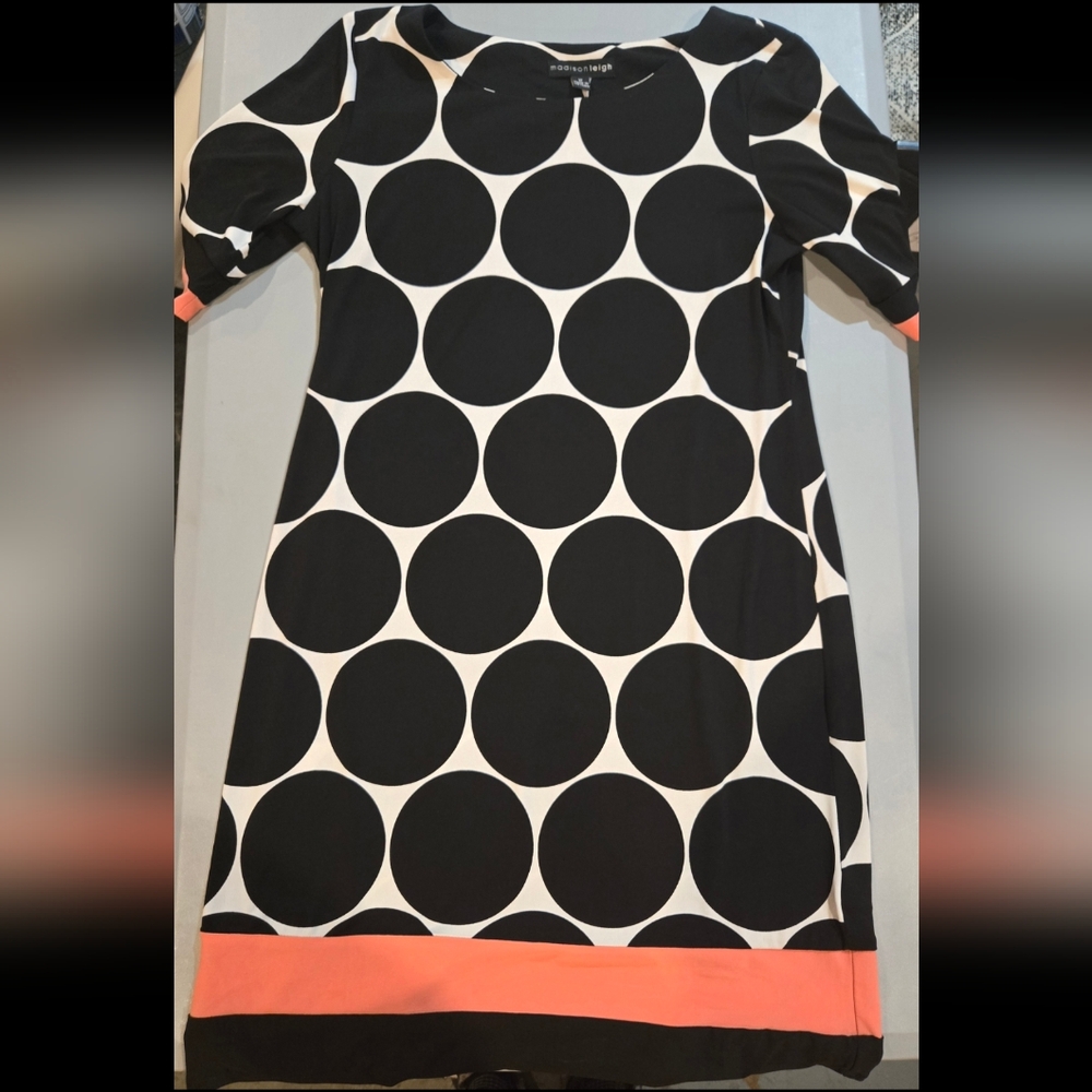 Madison Leigh Black and White Circle Pattern Dress 3c25